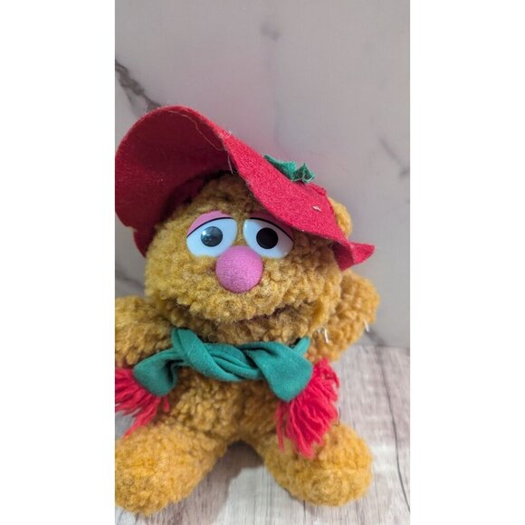 1987 Baby Fozzie Bear Plush Doll Henson Associates 9" Red Hat & Scarf - Picture 2 of 8